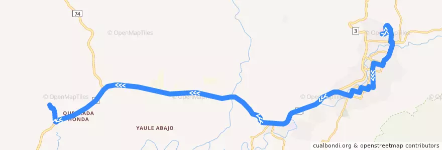 Mapa del recorrido Ruta 5: Hospital Regional -> Quebrada Honda de la línea  en Matagalpa (Municipio).