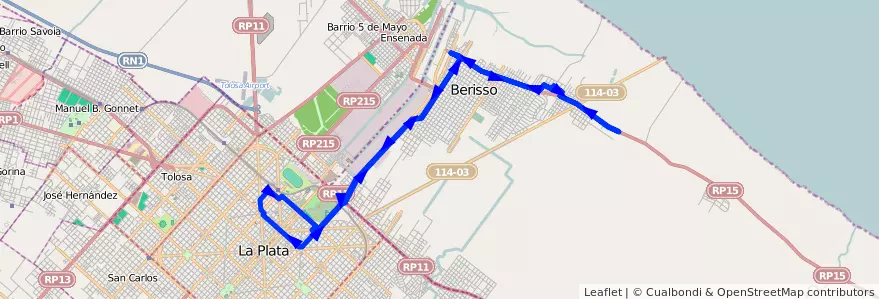 Mapa del recorrido Ax60 de la línea 202 en 布宜诺斯艾利斯省.