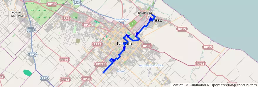 Mapa del recorrido B (desde 167) de la línea 214 en Buenos Aires.