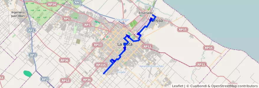 Mapa del recorrido B x64 (desde 167) de la línea 214 en Буэнос-Айрес.