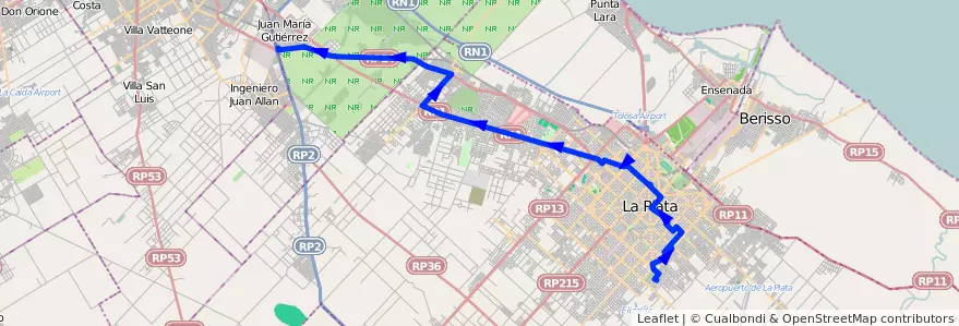 Mapa del recorrido BG de la línea 273 en Provincia di Buenos Aires.