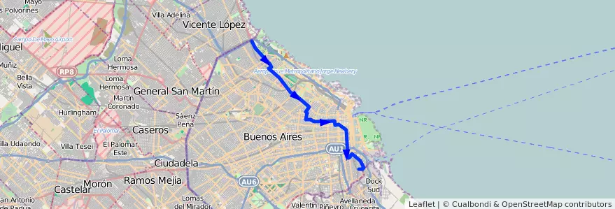Mapa del recorrido Boca-Est.Rivadavia de la línea 29 en Буэнос-Айрес.