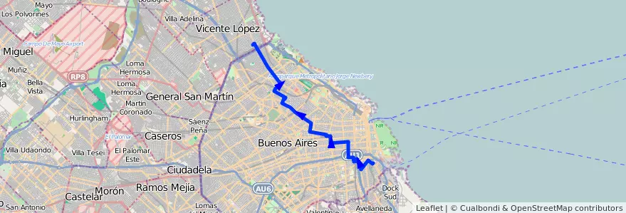 Mapa del recorrido Boca-Pte.Saavedra de la línea 168 en Ciudad Autónoma de Buenos Aires.