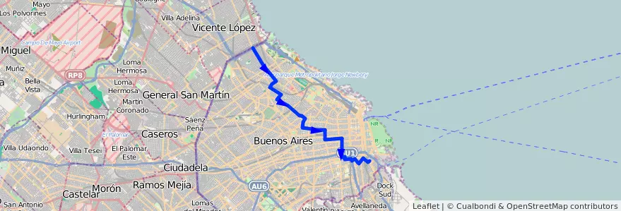 Mapa del recorrido Boca-Pte.Saavedra de la línea 168 en Autonomous City of Buenos Aires.