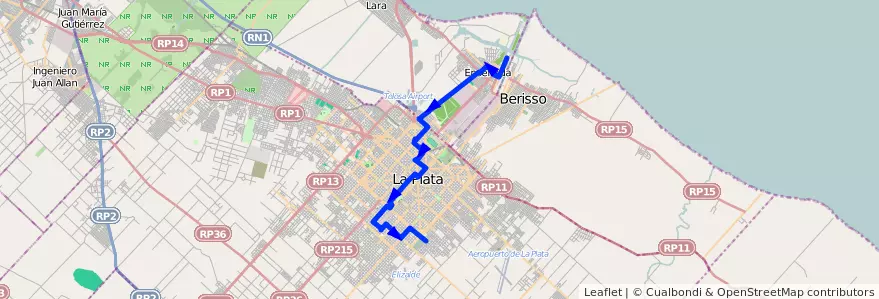 Mapa del recorrido C de la línea 307 en Province de Buenos Aires.