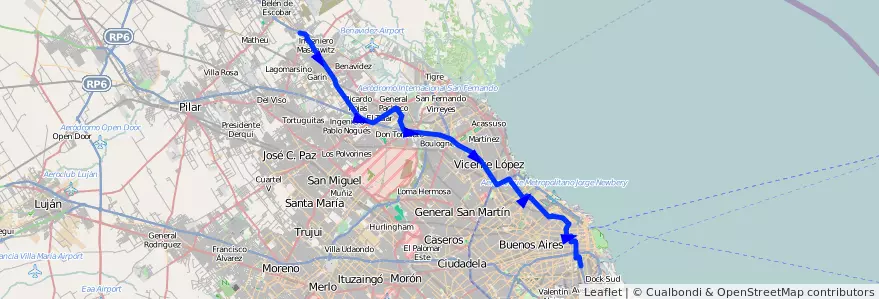 Mapa del recorrido C-E x Boulogne Sur Mer de la línea 60 en 아르헨티나.