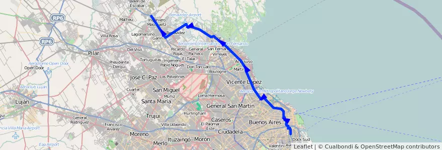 Mapa del recorrido C-E x Ruta 27 de la línea 60 en Аргентина.