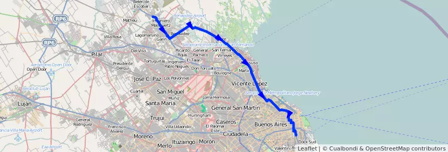 Mapa del recorrido C-E x Ruta 27 de la línea 60 en Arjantin.