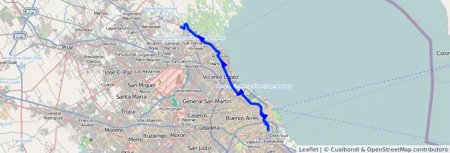 Mapa del recorrido C-T x Av.Libertador de la línea 60 en Argentina.