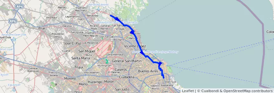 Mapa del recorrido C-T x Bajo de la línea 60 en Argentinië.