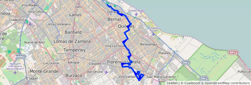 Mapa del recorrido Ramal 9 - Walmart de la línea 324 en Buenos Aires.