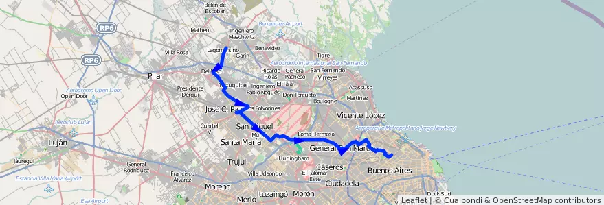 Mapa del recorrido Ch-Esc x L de la Torr de la línea 176 en 부에노스아이레스주.