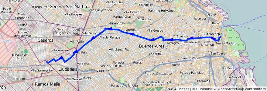 Mapa del recorrido Ciudadela-Creo.Centra de la línea 146 en アルゼンチン.