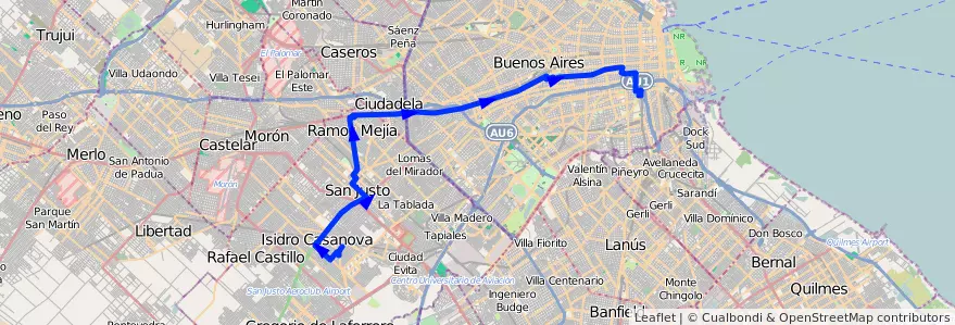 Mapa del recorrido Const.-B. San Alberto de la línea 96 en 阿根廷.