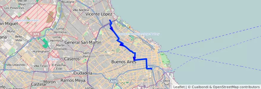 Mapa del recorrido Const.-Pte.Saavedra de la línea 151 en Autonomous City of Buenos Aires.