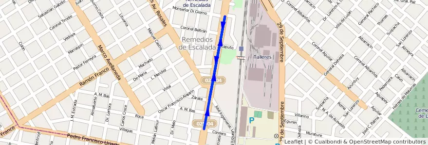 Mapa del recorrido Contitucion-R.Calzada de la línea 51 en Remedios de Escalada.
