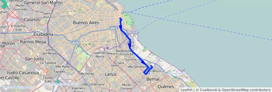 Mapa del recorrido Correo-B. Grafico de la línea 159 en آرژانتین.
