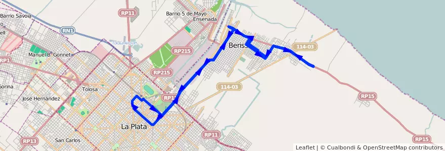 Mapa del recorrido Cx60 de la línea 202 en 布宜诺斯艾利斯省.
