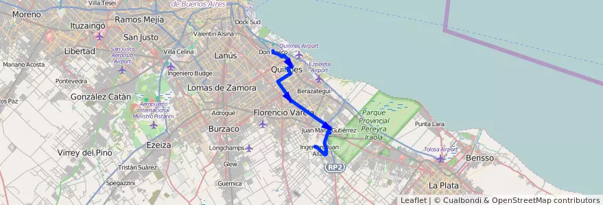 Mapa del recorrido Ramal 3 - Carolina de la línea 324 en 布宜诺斯艾利斯省.