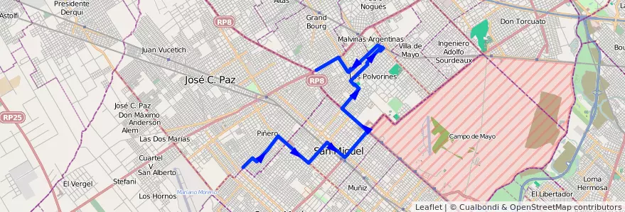 Mapa del recorrido Est.Lemos Rec.2 Ramal de la línea 440 en 布宜诺斯艾利斯省.
