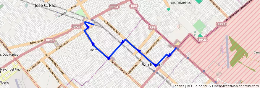 Mapa del recorrido Est.Lemos Rec.4 Ramal de la línea 440 en Provincia di Buenos Aires.