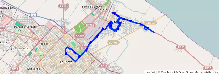 Mapa del recorrido Ex60 de la línea 202 en 布宜诺斯艾利斯省.