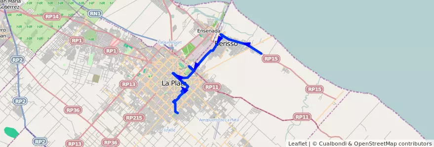 Mapa del recorrido G por Facultades de la línea 202 en Provincia di Buenos Aires.