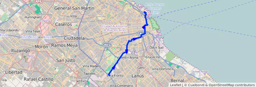 Mapa del recorrido La Noria de la línea 28 en Argentinië.