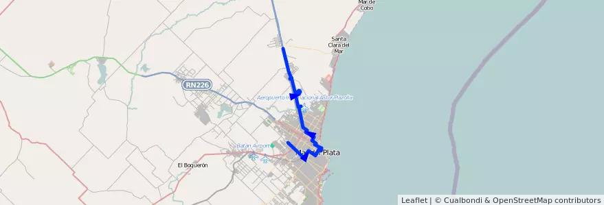 Mapa del recorrido Los Zorzales de la línea 542 en Partido de General Pueyrredón.