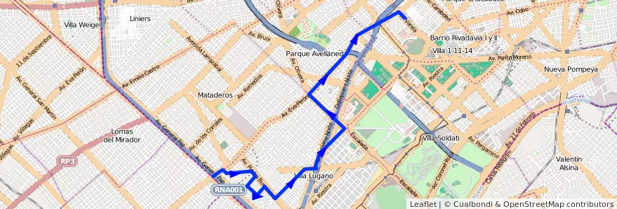 Mapa del recorrido Piedrabuena-Htal.Piner de la línea 50 en Буэнос-Айрес.
