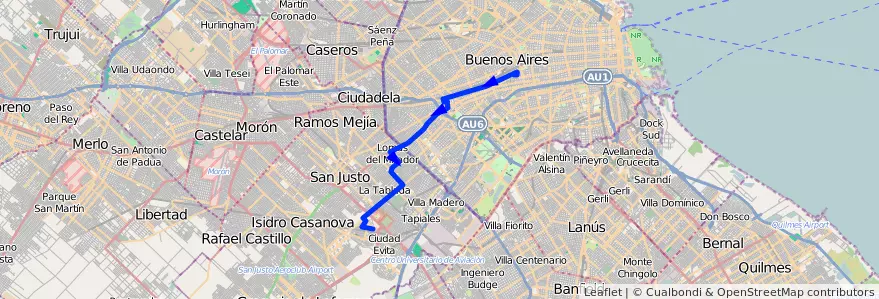 Mapa del recorrido Pra.Junta-J.Ingenieros de la línea 49 en Argentinië.