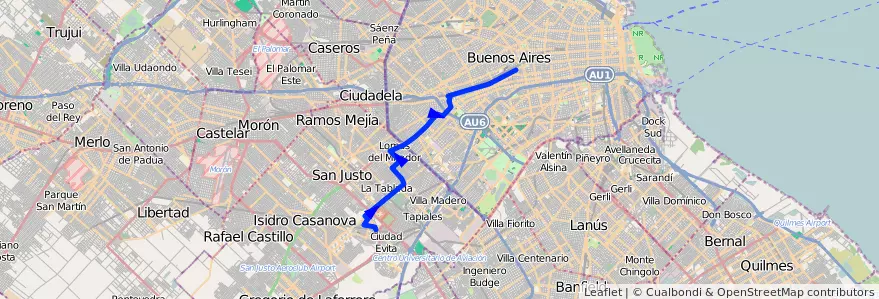 Mapa del recorrido Pra.Junta-J.Ingenieros de la línea 49 en Аргентина.