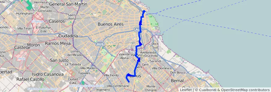 Mapa del recorrido Semirápido x Autopista de la línea 45 en Argentinien.