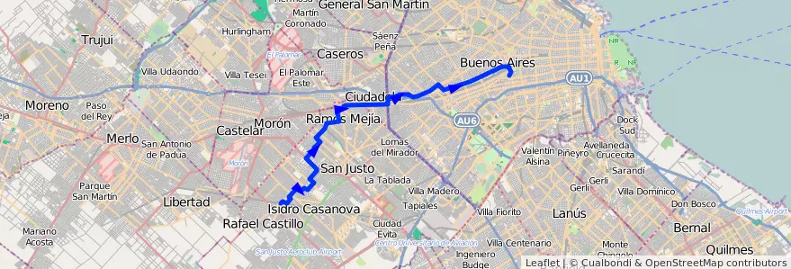 Mapa del recorrido R1 Pra.Junta-Atalaya de la línea 172 en آرژانتین.
