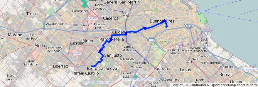 Mapa del recorrido R1 Pra.Junta-Atalaya de la línea 172 en 阿根廷.