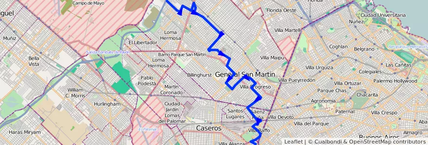 Mapa del recorrido R1 V.Lanzone-Ciudadel de la línea 237 en Buenos Aires.