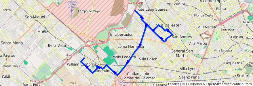 Mapa del recorrido R1 V.Lanzone-Est.Morr de la línea 237 en Province de Buenos Aires.