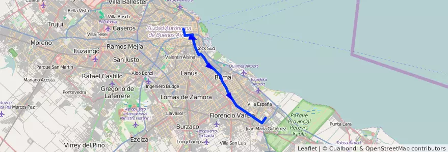 Mapa del recorrido R10 Const.-Bº Maritim de la línea 129 en Argentina.