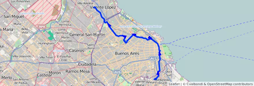 Mapa del recorrido R2 Munro-Avellaneda de la línea 93 en Autonomous City of Buenos Aires.