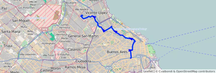 Mapa del recorrido Ramal 2 x Av. Dorrego de la línea 41 en Arjantin.