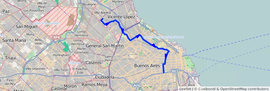Mapa del recorrido Ramal 2 x Av. Dorrego de la línea 41 en Аргентина.