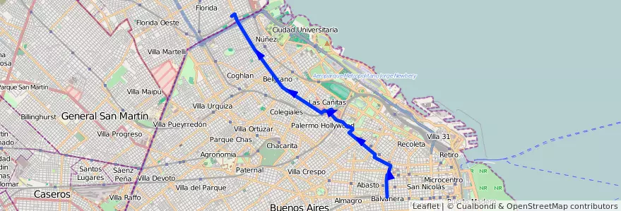 Mapa del recorrido Ramal 2 x Av. Dorrego de la línea 68 en Autonomous City of Buenos Aires.