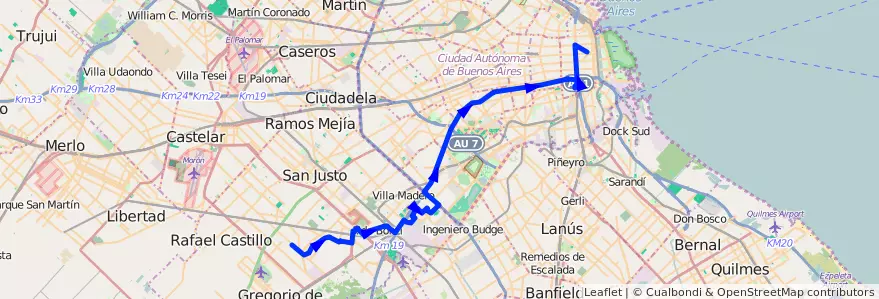 Mapa del recorrido R3 Const.-Villegas de la línea 91 en Argentina.