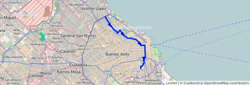 Mapa del recorrido Ramal 3 de la línea 59 en Autonomous City of Buenos Aires.