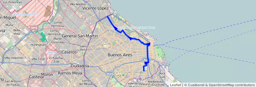 Mapa del recorrido Ramal 3 de la línea 59 en Ciudad Autónoma de Buenos Aires.