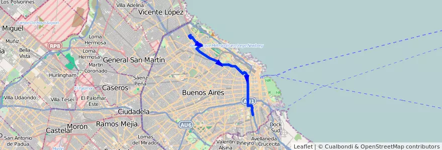 Mapa del recorrido R38 Constitucion-Nunez de la línea 60 en Autonomous City of Buenos Aires.