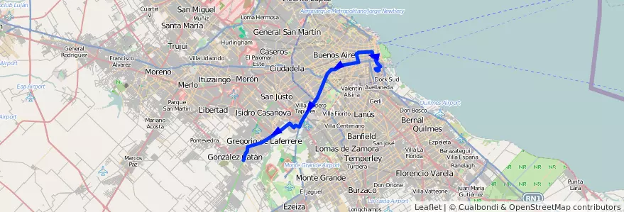 Mapa del recorrido R4 La Boca-G.Catan de la línea 86 en アルゼンチン.