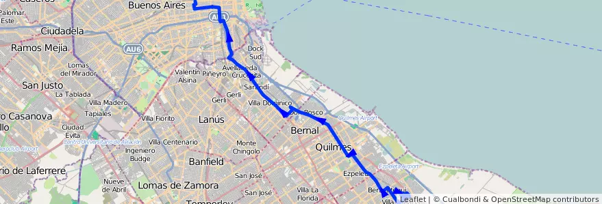Mapa del recorrido R5 Once-V.Espana de la línea 98 en 阿根廷.