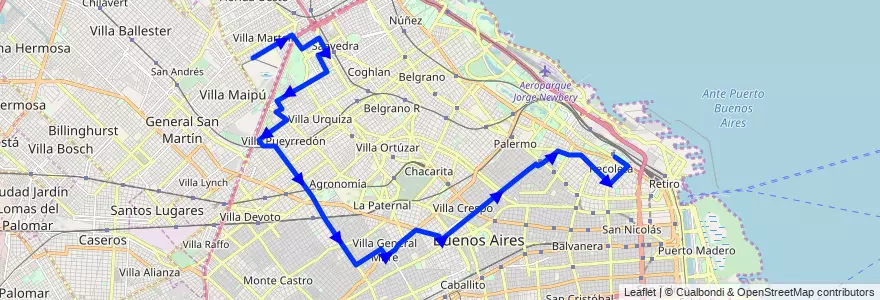 Mapa del recorrido Ramal 1 x Nazca de la línea 110 en Autonomous City of Buenos Aires.
