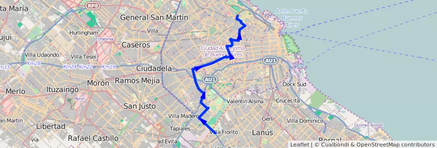 Mapa del recorrido Ramal A - Villa Celina de la línea 36 en Autonomous City of Buenos Aires.